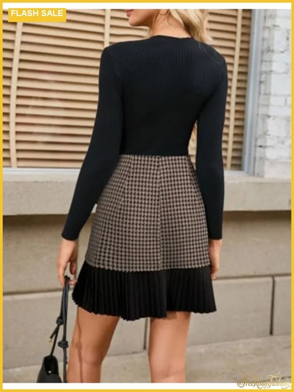 Plaid Mini Skirt High Waist Pleated A-Line Polyester Blend